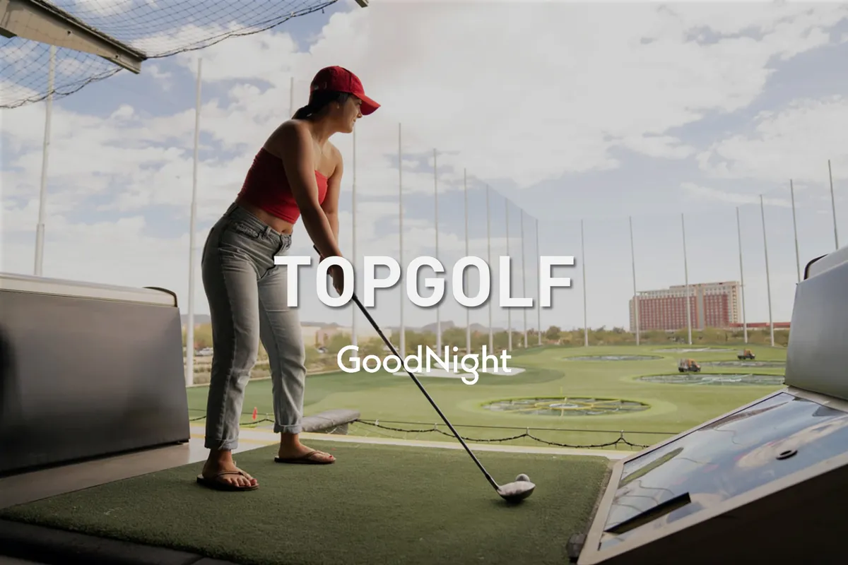 A playful scene of a golfer poised to swing on a lush golf course, with friends nearby and scenic views in the background. The vibrant outdoor setting encourages camaraderie and shared experiences.